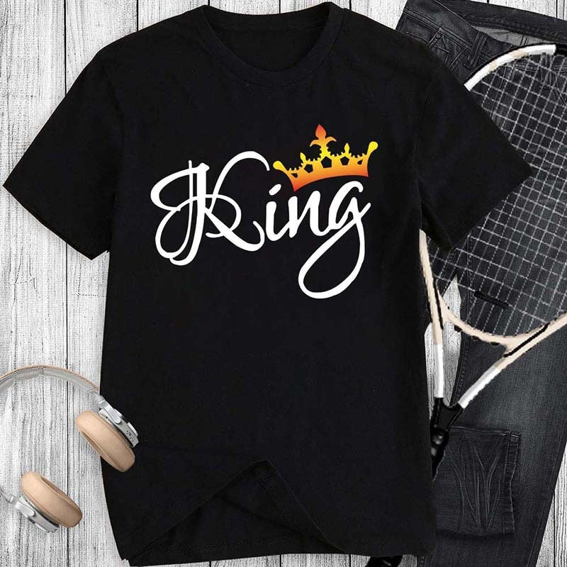 2bc54601-ccb9-4723-868f-013e99428f78_0d5a4940-10db-4de3-93e3-32e159b5a9ea Crown Print Couple T Shirt Lovers Short Sleeve O Neck Loose Tshirt Fashion Woman Man Tee Shirt Tops Clothes - Image 7