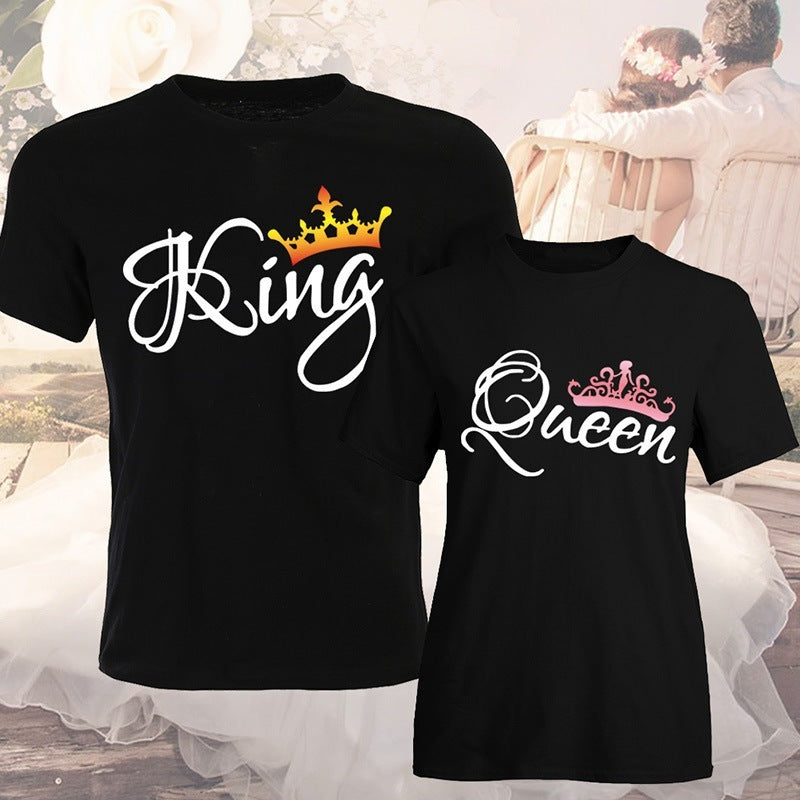 84bbfc2d-3e9d-4b6e-ac6f-598efef34399 Crown Print Couple T Shirt Lovers Short Sleeve O Neck Loose Tshirt Fashion Woman Man Tee Shirt Tops Clothes - Image 5