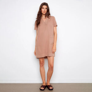 charliebdesertcollaredv neckshortsleevetenceldresswithpatchpockets 1