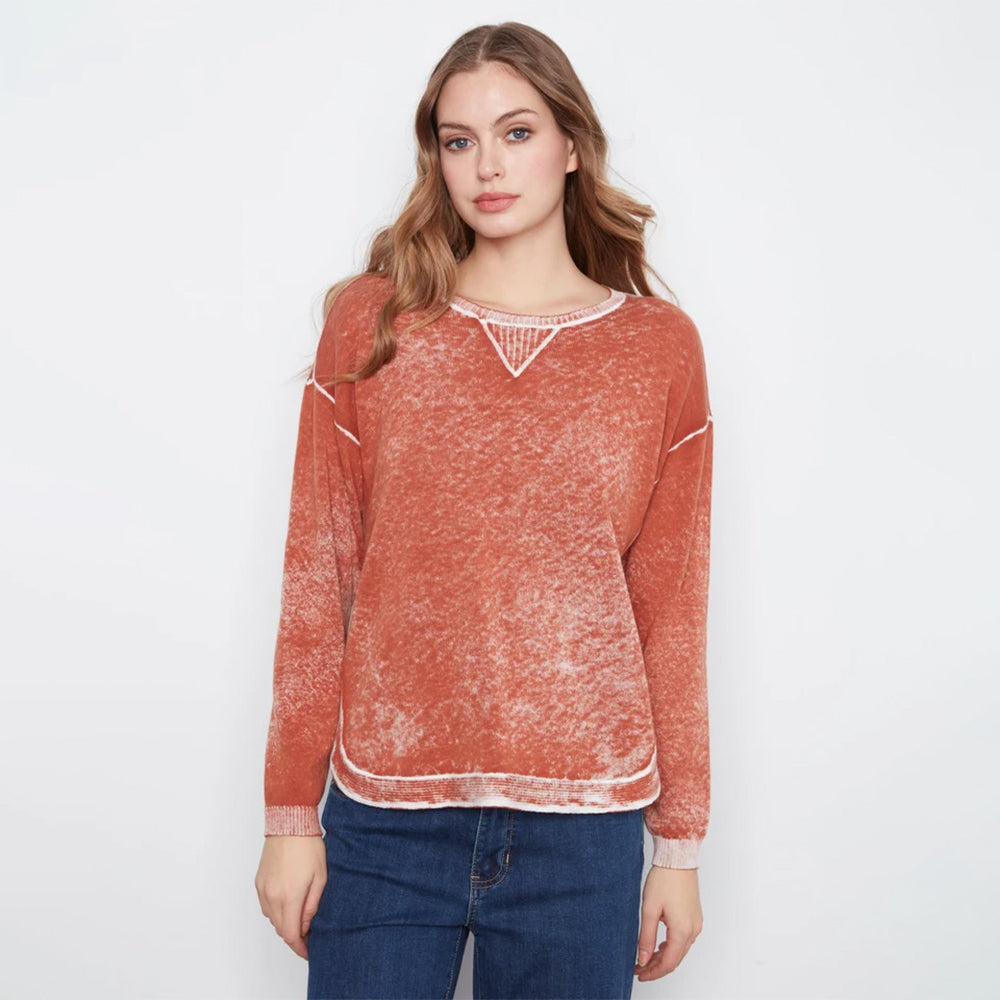 charliebgingerlongsleevecrewneckprintedonreversesweater charliebgingerlongsleevecrewneckprintedonreversesweater