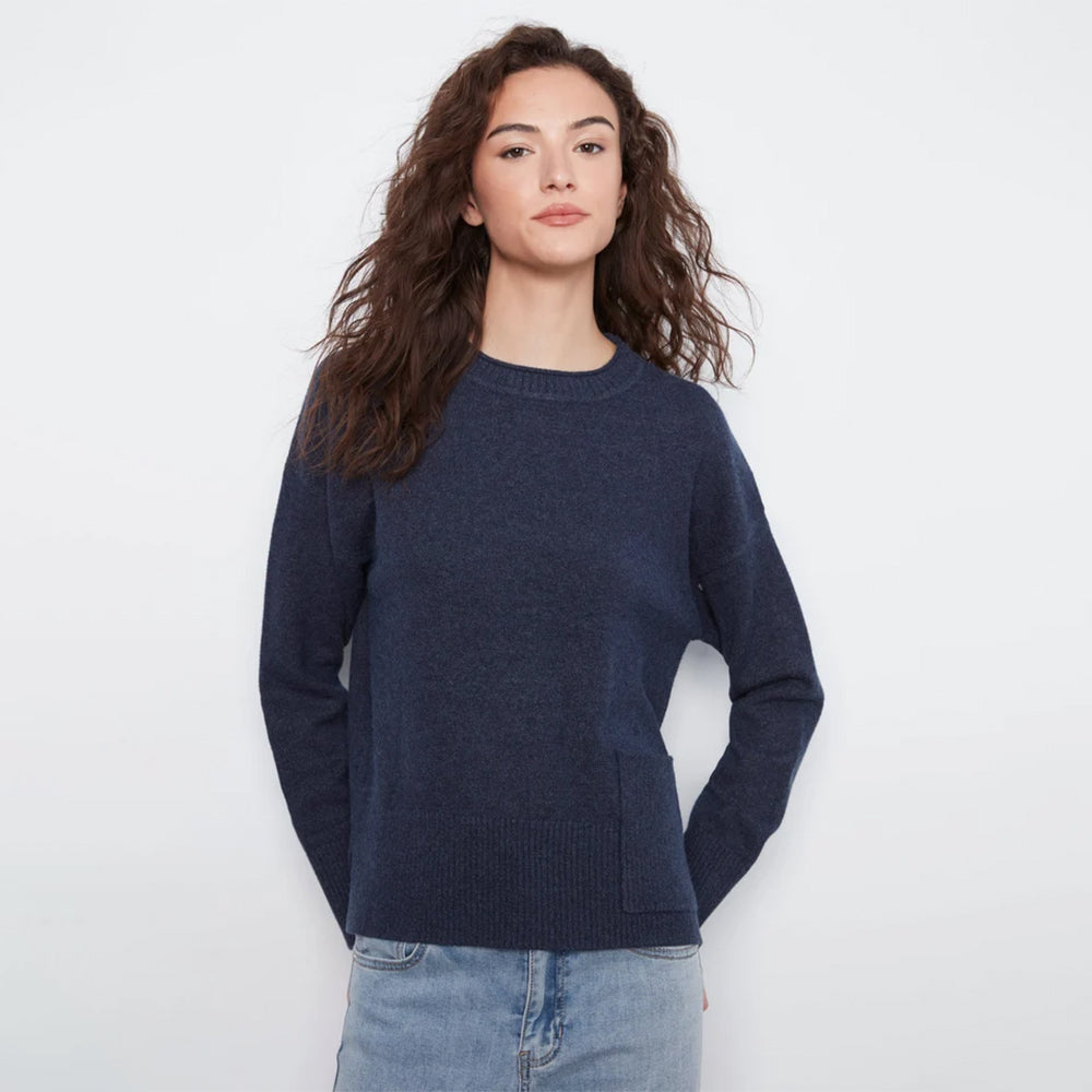 charliebheatherdenimcrewneckcroppedsweaterwithpocket charliebheatherdenimcrewneckcroppedsweaterwithpocket