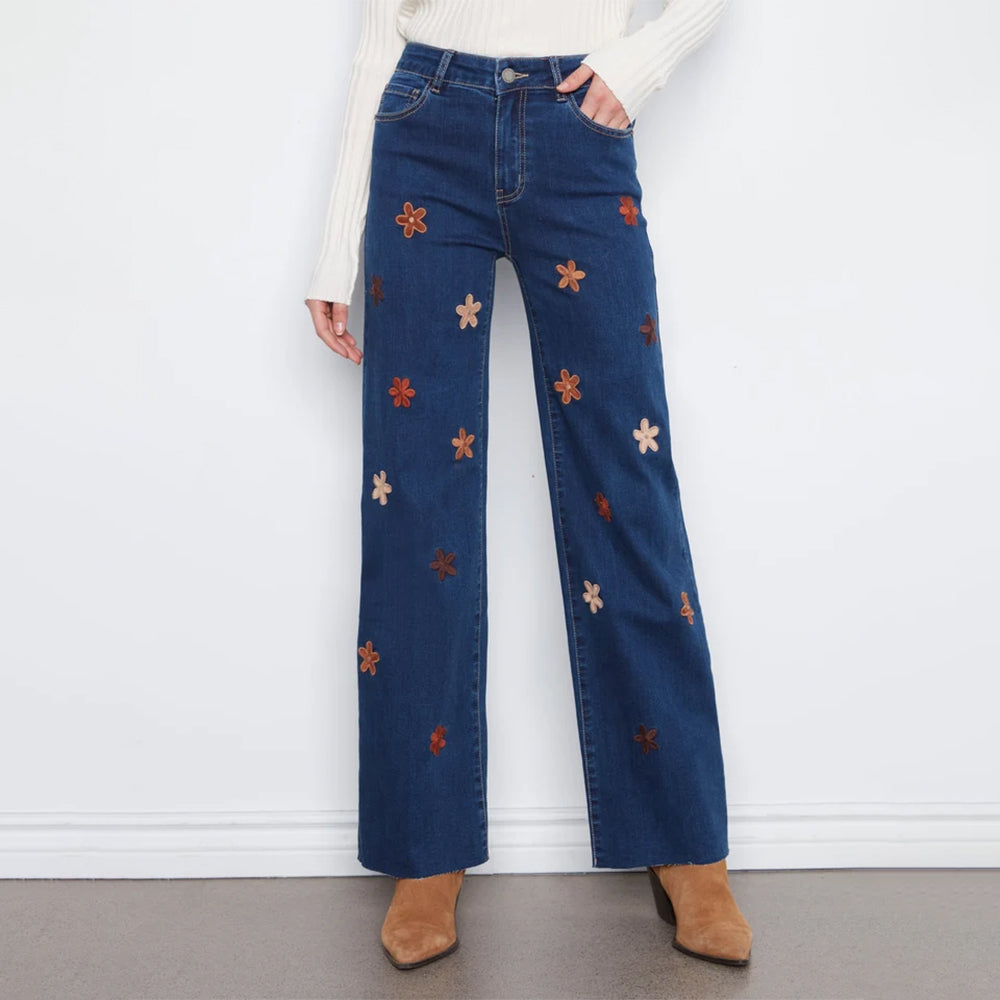 charliebindigowidelegstretchdenimpantswithalloversuedeflowerpatch charliebindigowidelegstretchdenimpantswithalloversuedeflowerpatch