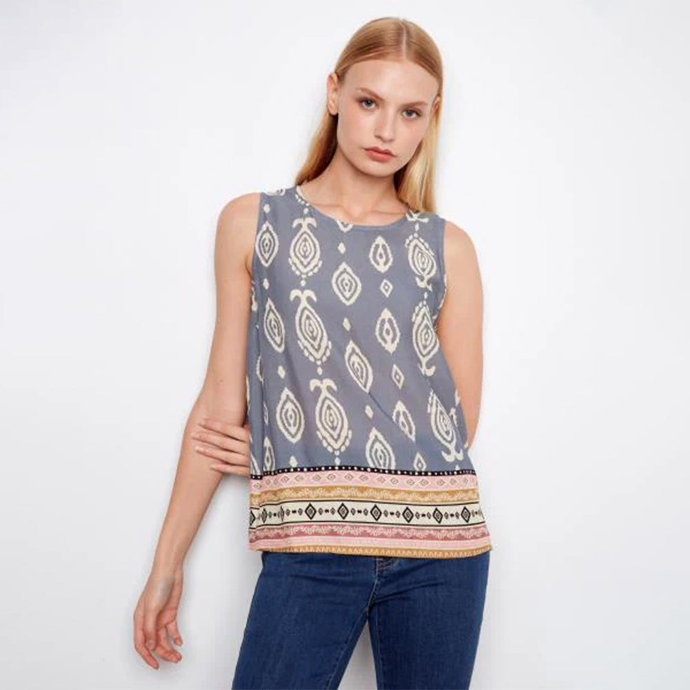 charliebmuralborderprintsleevelessblouse charliebmuralborderprintsleevelessblouse