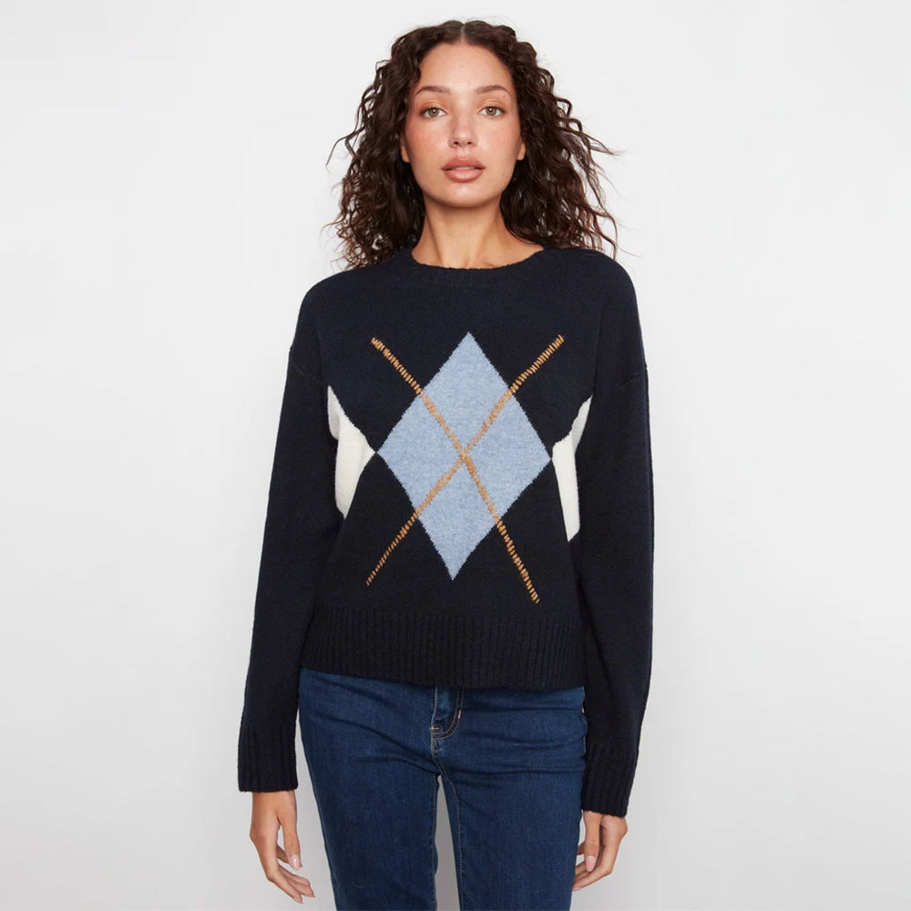 charliebnavylongsleevedropshouldercrewnecksweaterwithargylejacquard charliebnavylongsleevedropshouldercrewnecksweaterwithargylejacquard