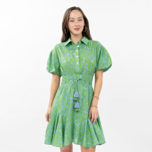 ivyjanegreenflouncedhemshirtdress