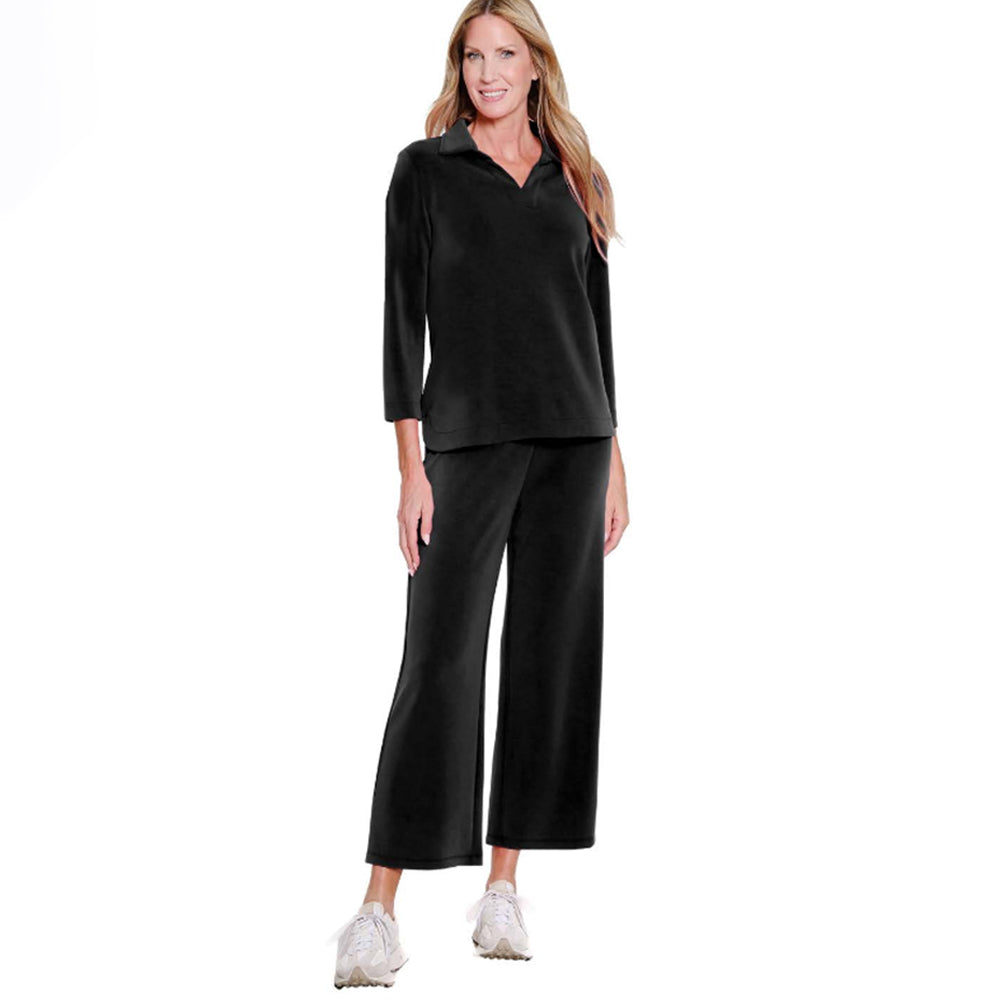 multiplesblack34sleevejohnnycollarvnecktop multiplesblack34sleevejohnnycollarvnecktop