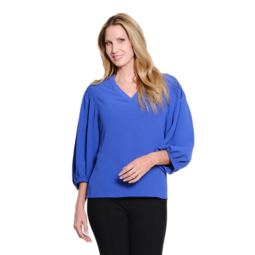 multiplesdazzlingbluepuffsleevev neckwoventop multiplesdazzlingbluepuffsleevev neckwoventop