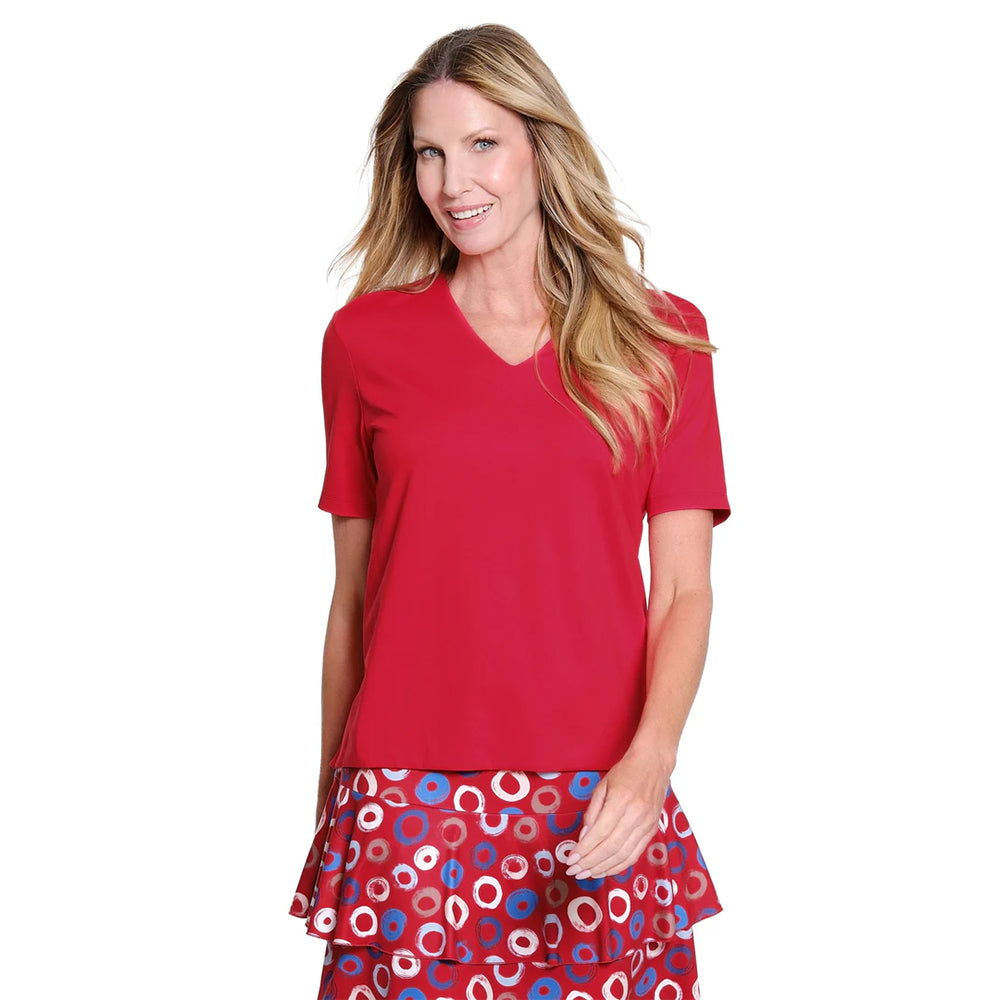 multiplesfieryredshortsleevev necktop multiplesfieryredshortsleevev necktop