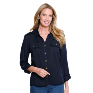 multiplesmidnightrolltablongsleeve2pocketbuttonfronty neckwovenjacket