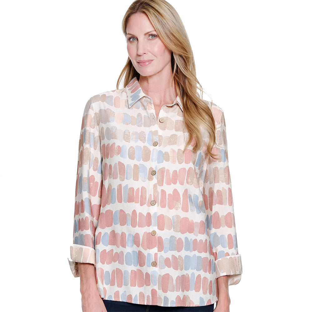 multiplesstripemultiturn upcuff34sleevebuttonfrontshirt multiplesstripemultiturn upcuff34sleevebuttonfrontshirt