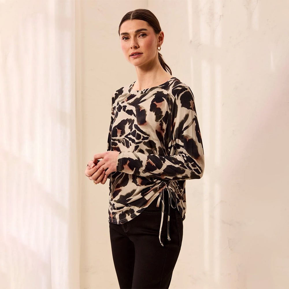 tribalclothingcolongsleevecrewnecktopwithsideruchingdrysand2 tribalclothingcolongsleevecrewnecktopwithsideruchingdrysand2