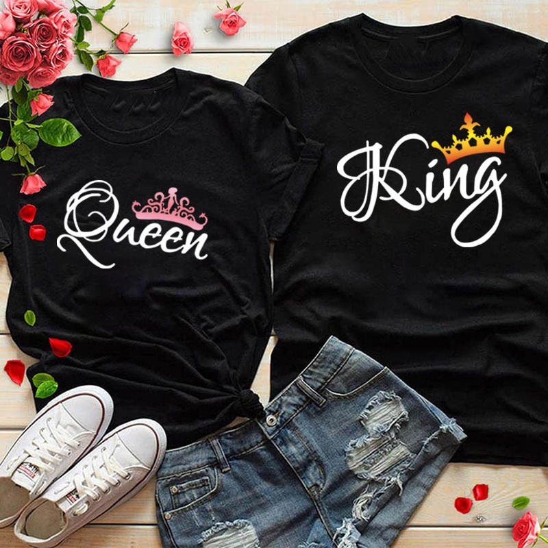Crown Print Couple T Shirt Lovers Short Sleeve O Neck Loose Tshirt Fashion Woman Man Tee Shirt Tops Clothes Ec6d1ae6 C8cd 4ca7 930d 408a7f9983b8
