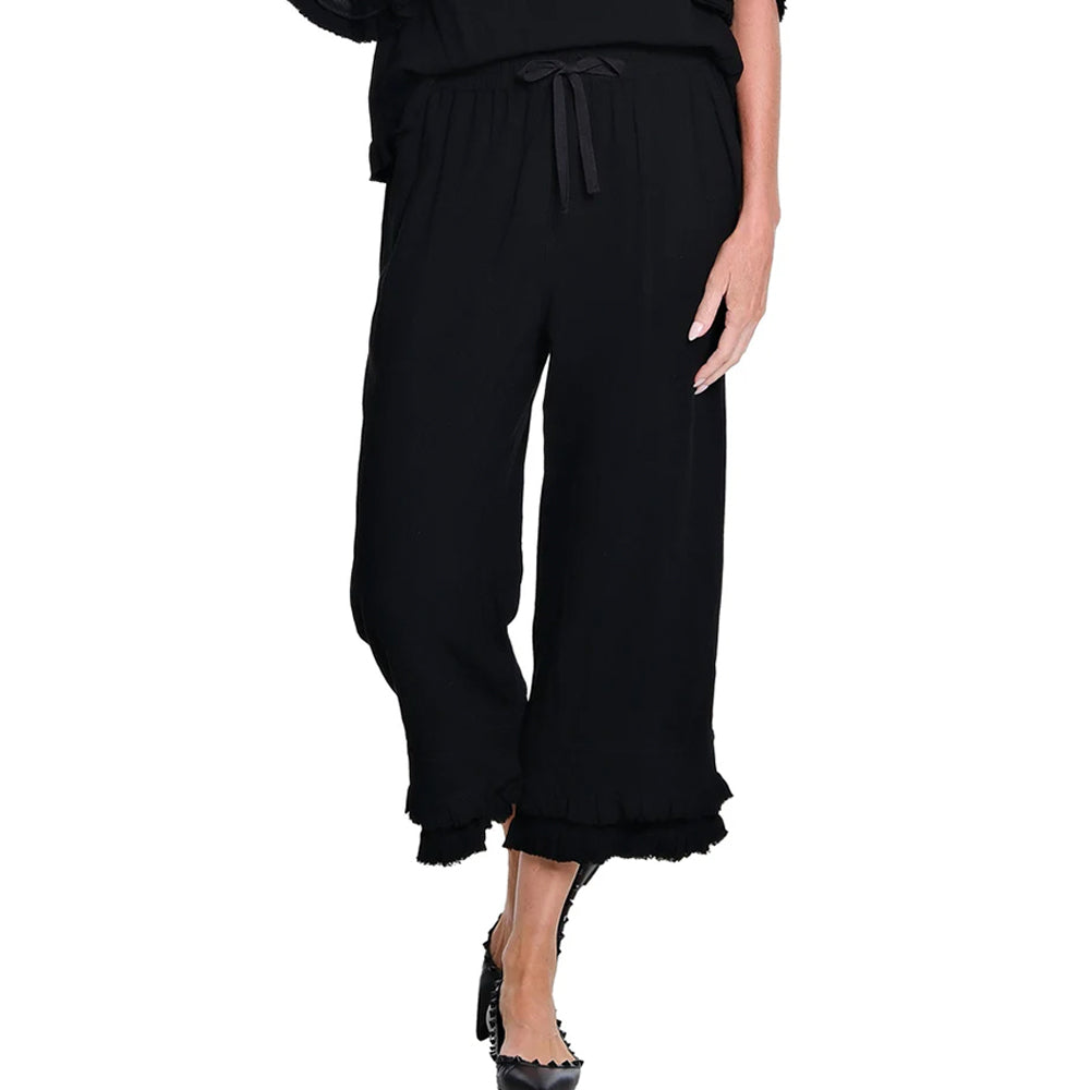 multiplesblackdrawstringrufflehemcroppant multiplesblackdrawstringrufflehemcroppant