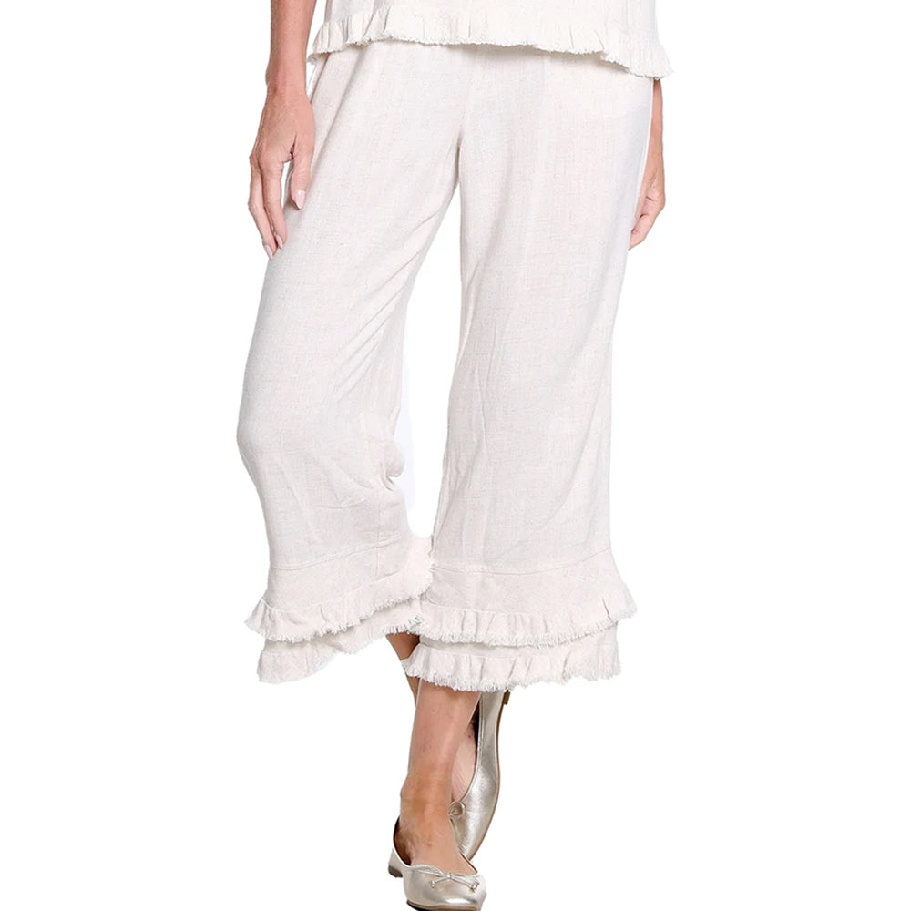 multiplesflaxdrawstringdoublerufflehemcroppant multiplesflaxdrawstringdoublerufflehemcroppant