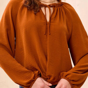 tribalclothingcoraglansleeveblousewithfrontknotrust